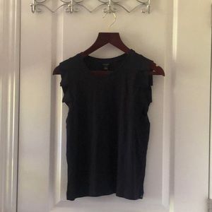 Ann Taylor navy blue shirt ruffle sleeve